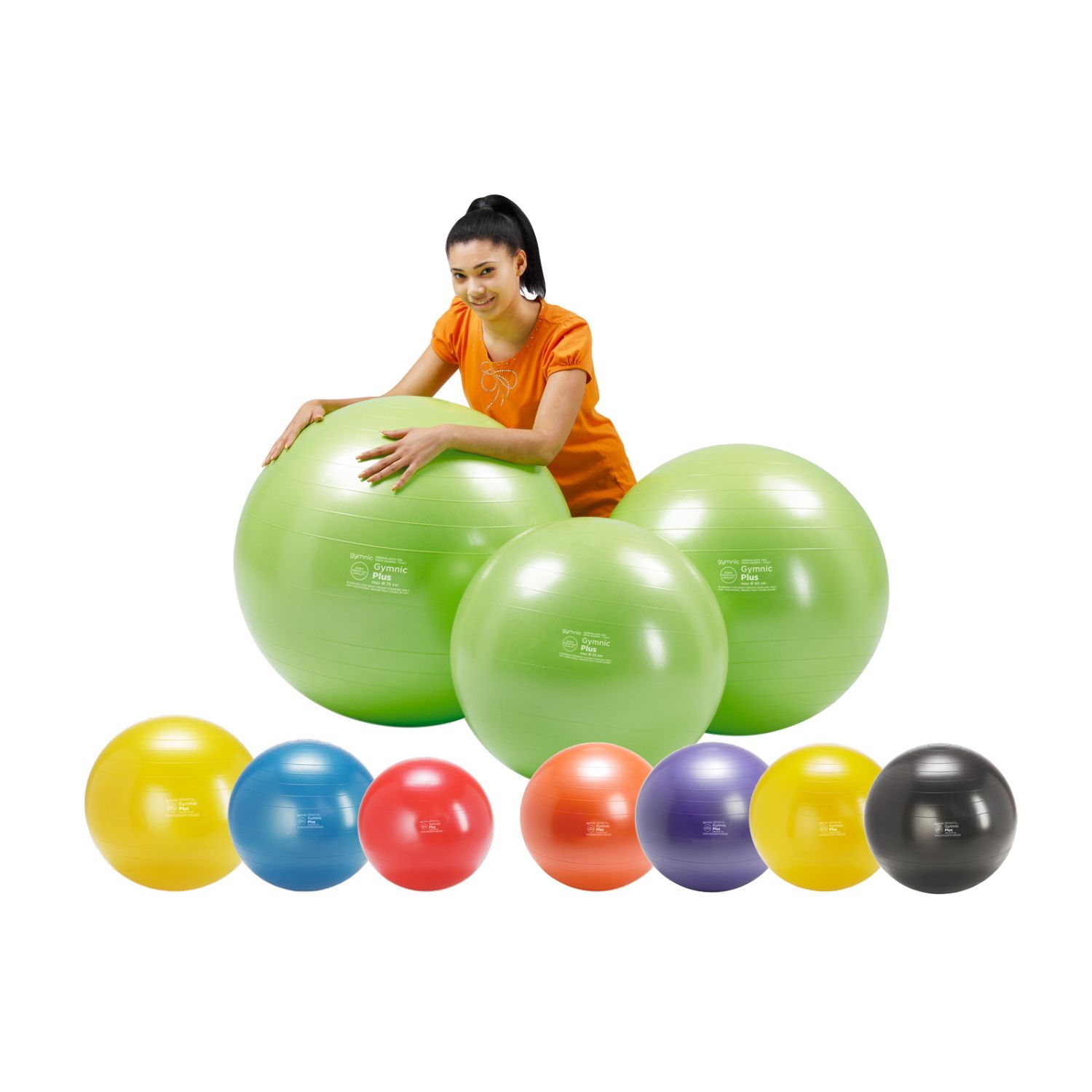 PELOTA GYMNIC PLUS 65 CM DIAM VERDE LIMÓN COD 95.40 LDP